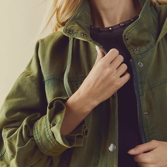 NWOT Free People Nocturne Oversized Parka Jacket, Green, Aged Pine, Sz Small - Picture 6 of 13